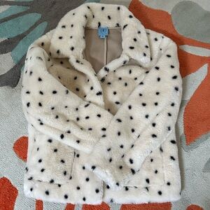 Cozy Cream/Ivory Dot Faux Fur Jacket